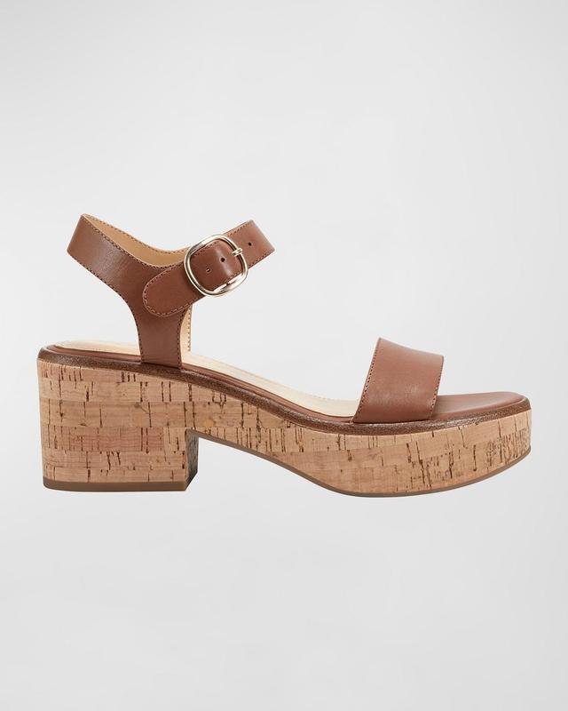 Metallic Cork Ankle-Strap Sandals Product Image