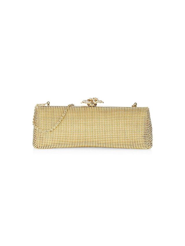 Womens Goldtone Metal & Crystal Flower Clutch Product Image