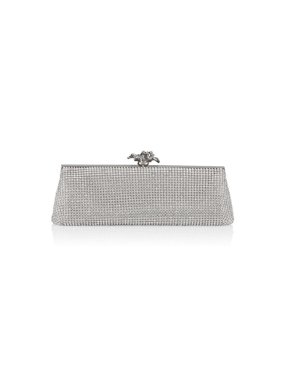 Womens Flower Crystal Mesh Clutch Product Image