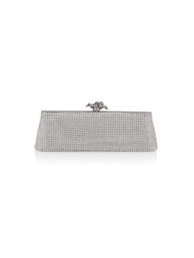 Womens Flower Crystal Mesh Clutch Product Image