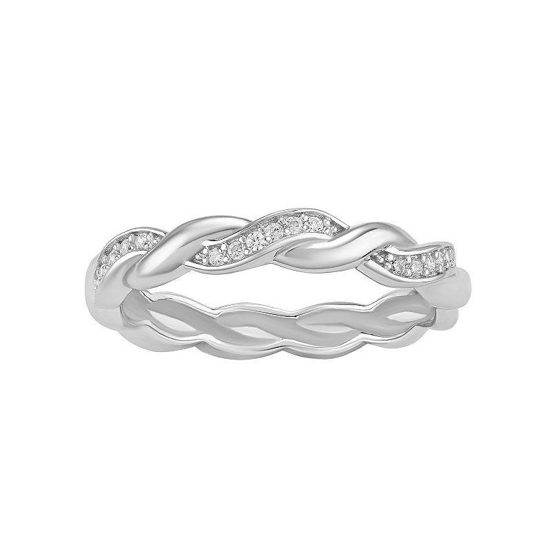 PRIMROSE Two Tone Sterling Silver Cubic Zirconia Twisted Band Ring, Womens Sterling Clear Product Image