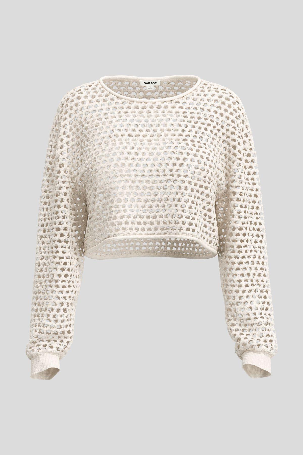 Open-Knit Cropped Sweater Product Image