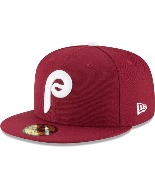 Mens New Era Maroon Philadelphia Phillies Cooperstown Collection Wool 59FIFTY Fitted Hat Product Image