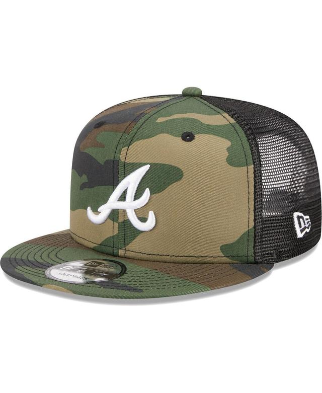 Mens New Era Camo Atlanta Braves Woodland Camo Trucker 9FIFTY Snapback Hat Product Image