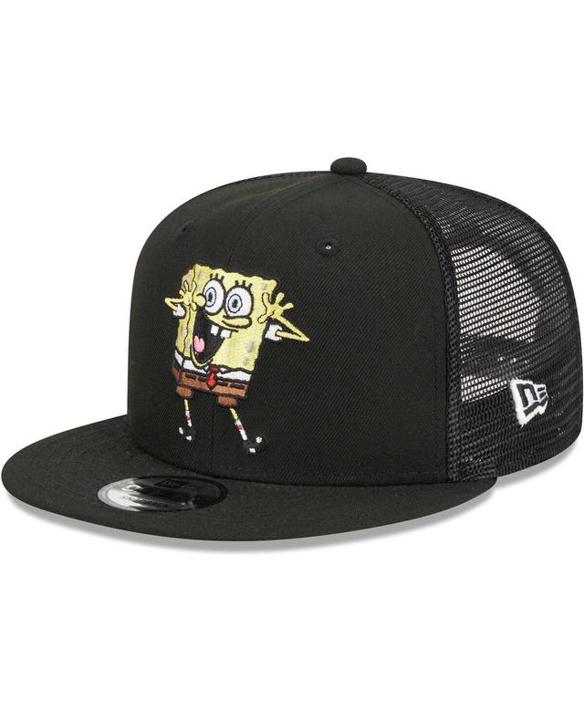 Mens New Era Black SpongeBob SquarePants Trucker 9FIFTY Snapback Hat Product Image