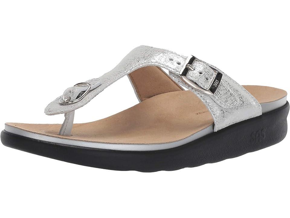 SAS Sanibel Comfort Thong Sandal (Shiny Silver) Women's Shoes Product Image