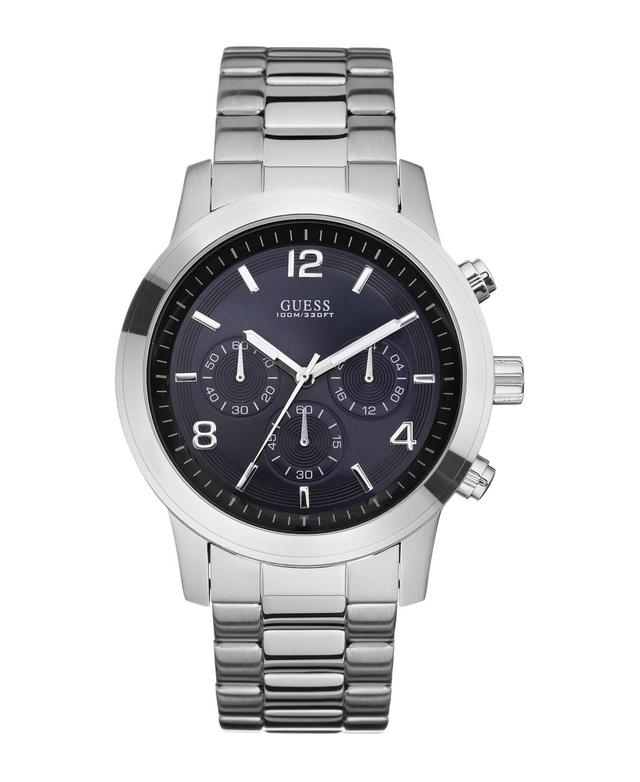 Guess Mens Multi-function Silver Tone Stainless Steel Watch 42 mm - Silver Product Image