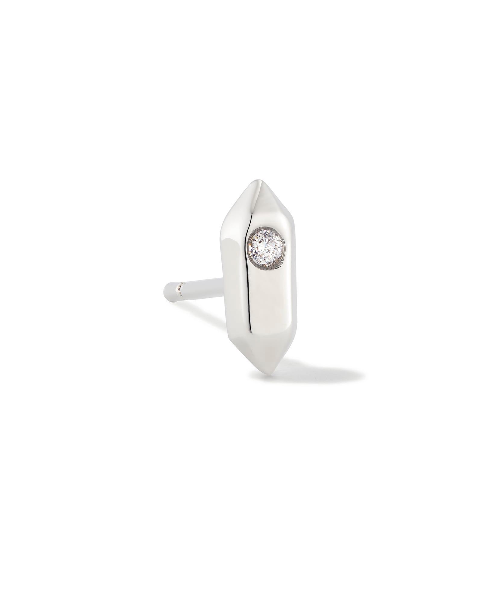 Austin Gold Single Stud Earring in White Crystal Product Image