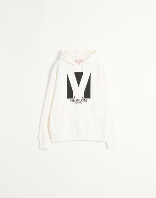 COTTON HOODED SWEATSHIRT WITH CHEZ VALENTINO PRINT Product Image