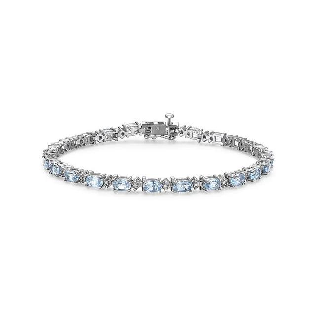 Sterling Silver Birthstone Diamond Accent Tennis Bracelet, Womens Syn Blue Spinel March Product Image