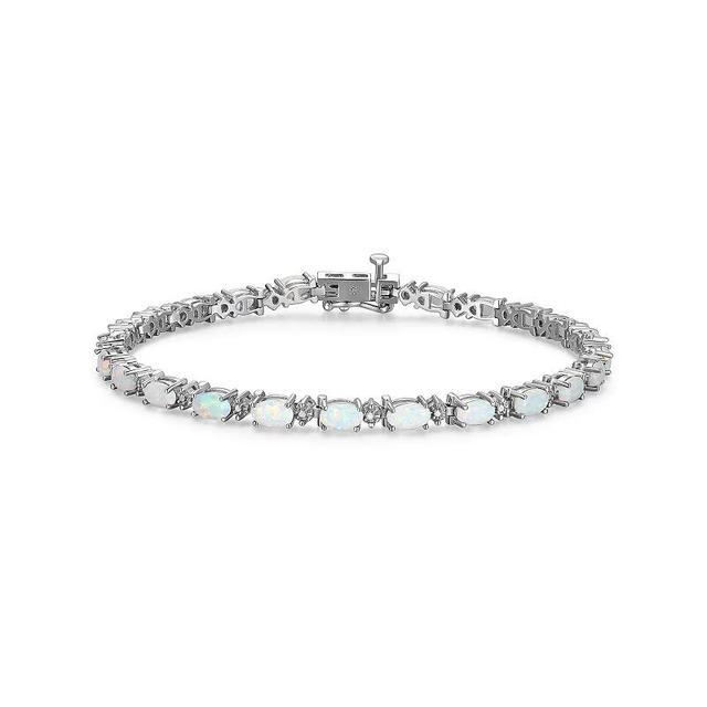 Sterling Silver Birthstone Diamond Accent Tennis Bracelet, Womens Created White October Product Image