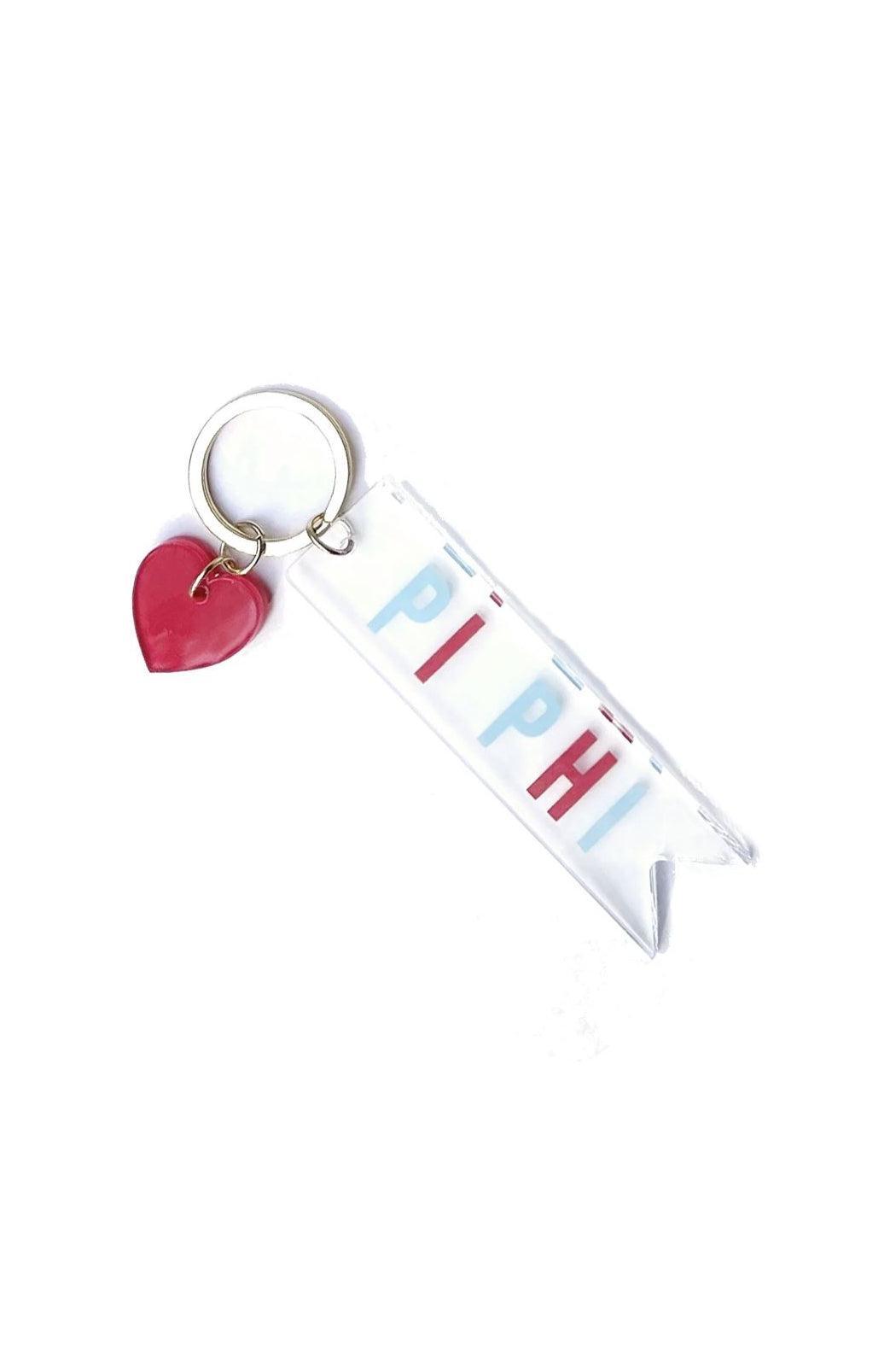 Sorority Acrylic Keychain with Heart Charm Female Product Image