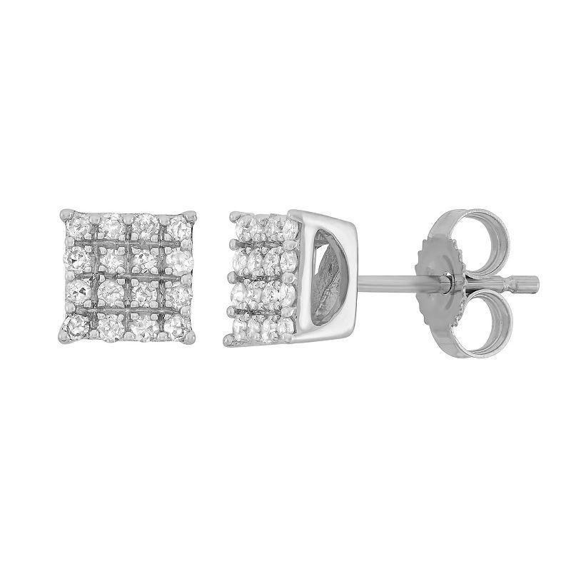 1/5 Carat T.W. Diamond 10k White Gold Square Stud Earrings, Womens Product Image