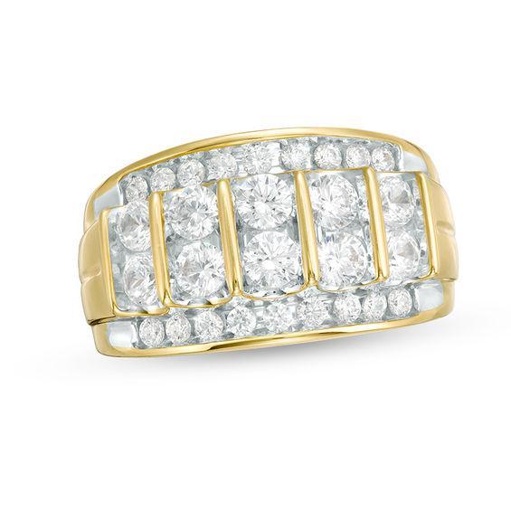 Men's 2 CT. T.w. Diamond Multi-Row Column Ring in 10K Gold Product Image