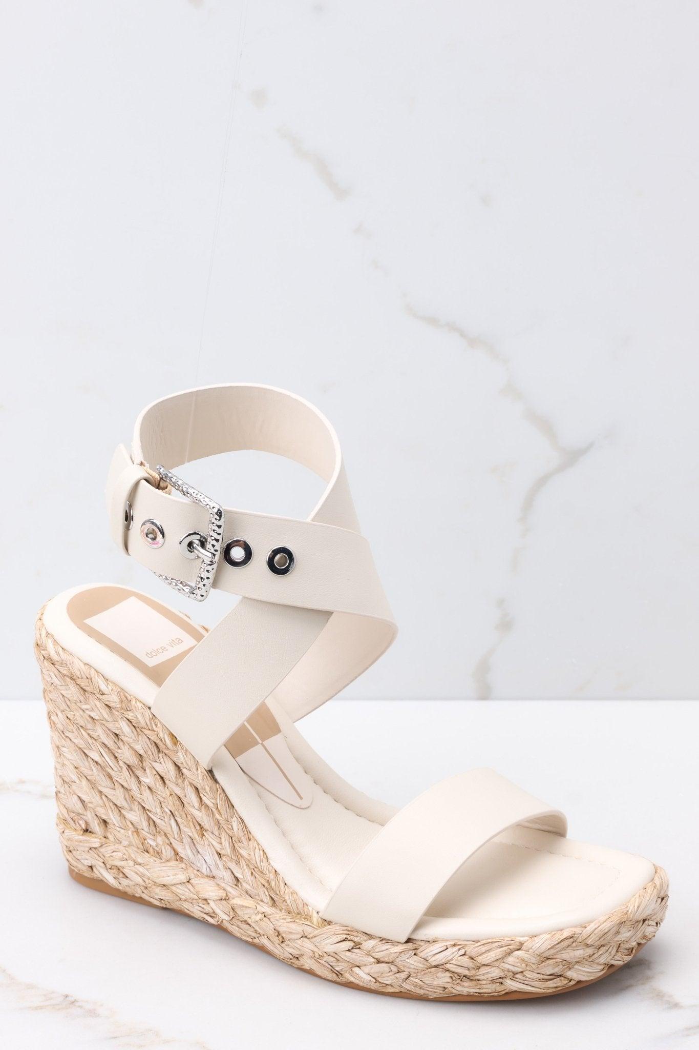 Dolce Vita Aldona Ivory Leather Wedges Product Image