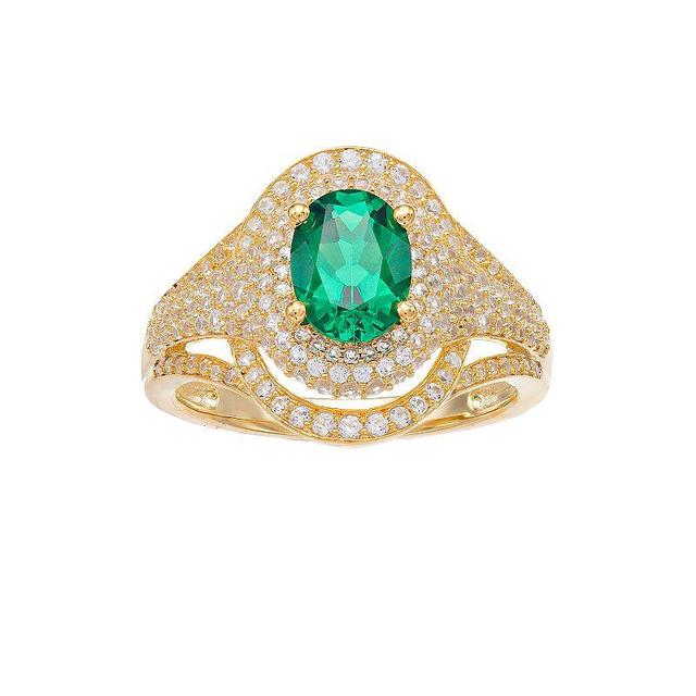 14k Gold Emerald & 3/4 Carat T.W. Diamond Cocktail Ring, Womens Product Image