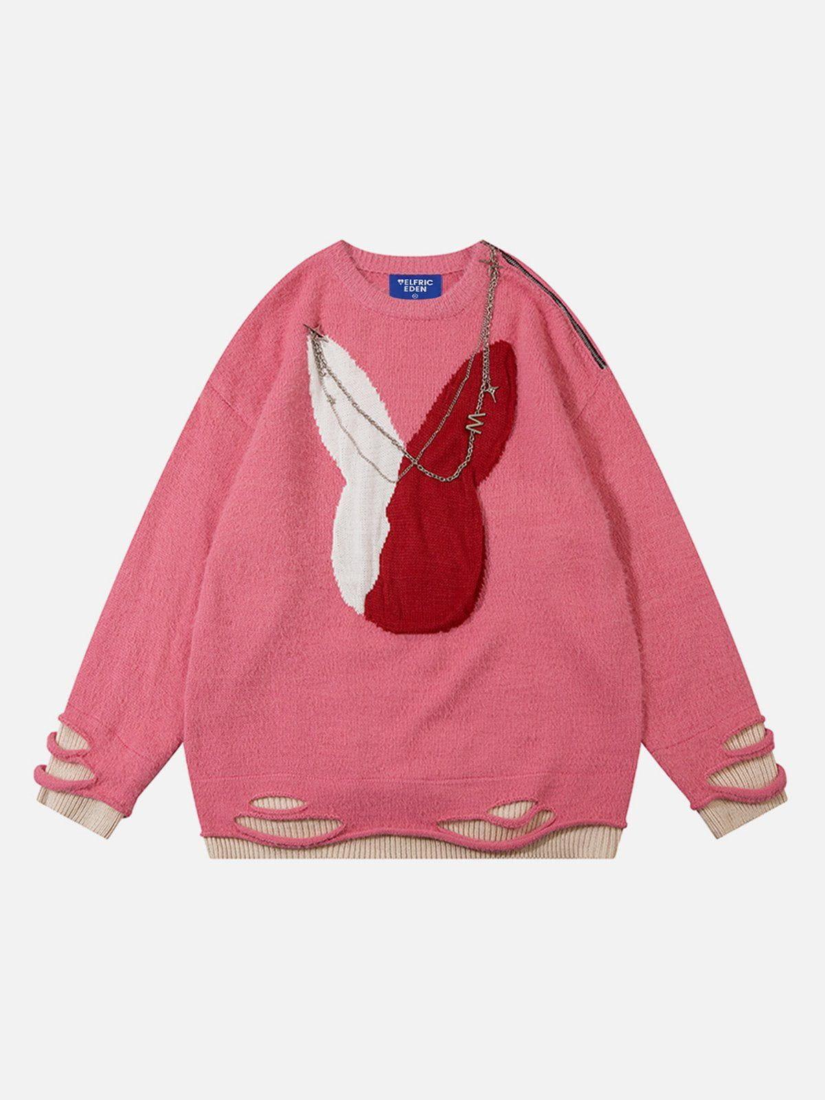 Aelfric Eden Rabbit Chain Distressed Sweater Product Image