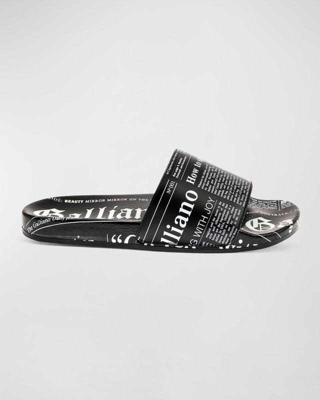 Mens Gazette-Print Leather Pool Slides Product Image