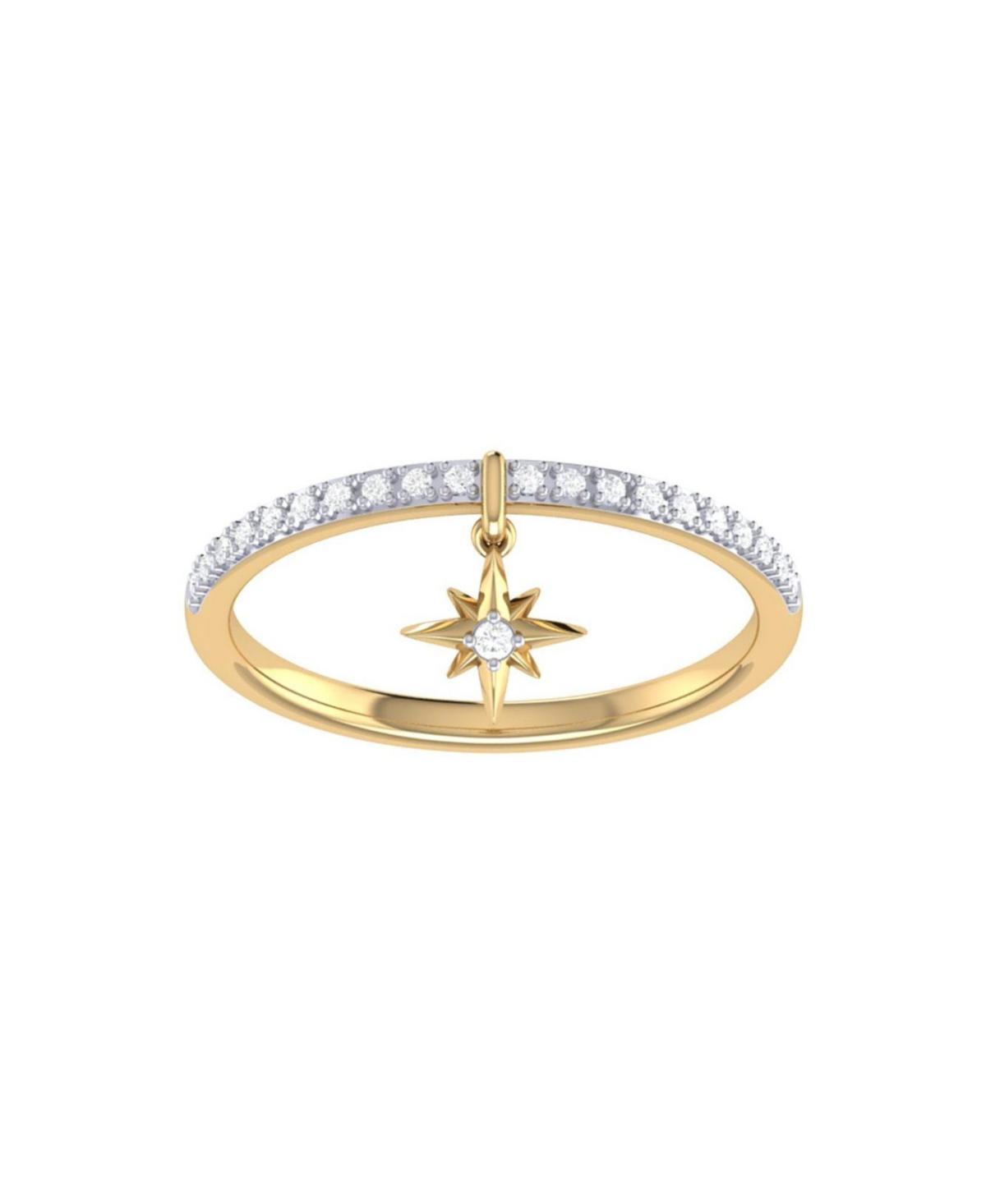 LuvMyJewelry Little North Star Design Sterling Silver Diamond Charm Women Ring Product Image