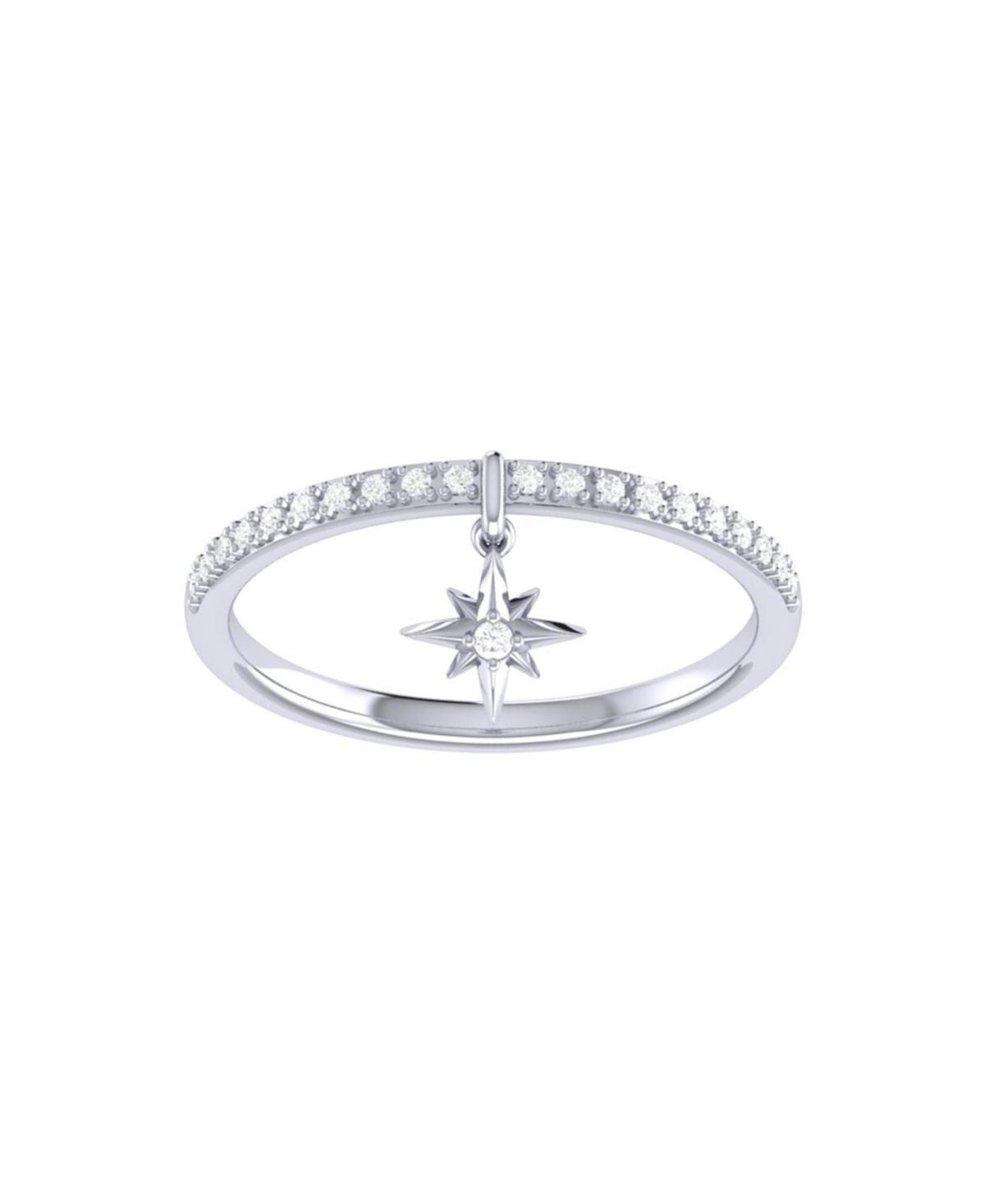 LuvMyJewelry Little North Star Design Sterling Silver Diamond Charm Women Ring Product Image