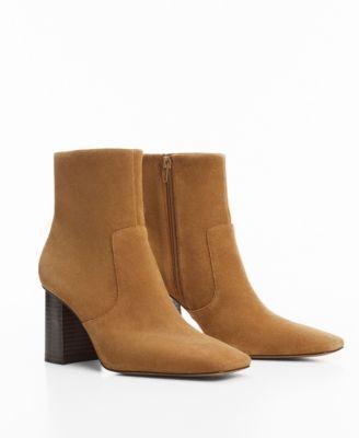 Mango Womens Block Heeled Leather Ankle Boots product image