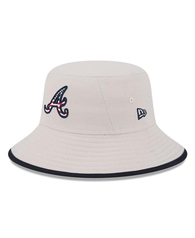 New Era Mens Khaki Atlanta Braves 2024 Fourth of July Bucket Hat Product Image