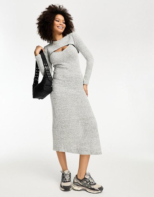 MANGO V-Neck Knit Dress with Shrug Product Image