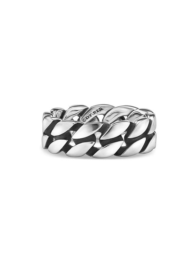 Mens Curb Chain Band Ring in Sterling Silver, 8MM Product Image