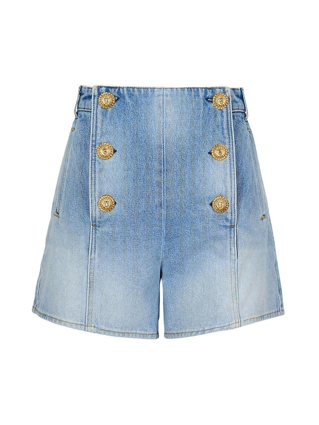 Womens Double-Button Denim Shorts Product Image