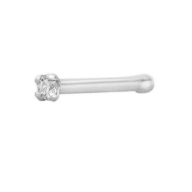 Lila Moon 14k Gold Diamond Accent Straight Nose Stud, Womens, 14k White Gold Product Image