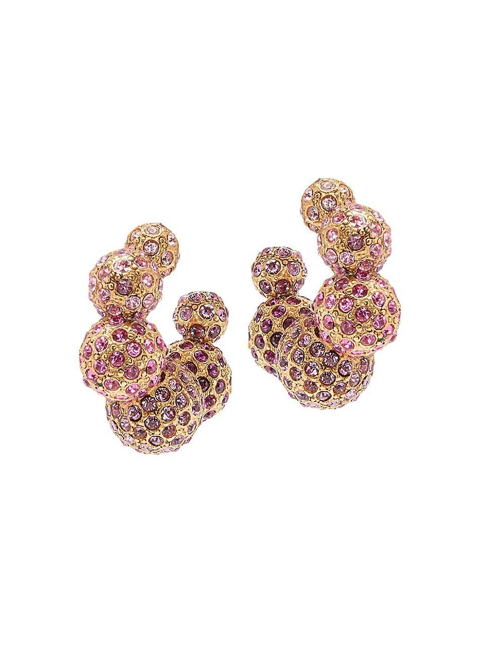 Womens Crystal Ball Goldtone Hoop Earrings Product Image