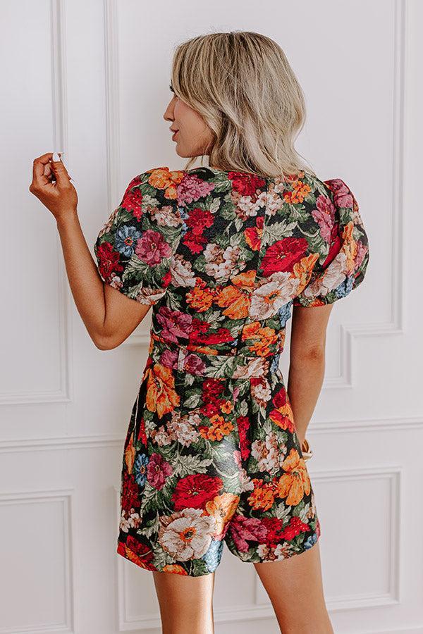 Cute Energy Floral Romper in Black Product Image