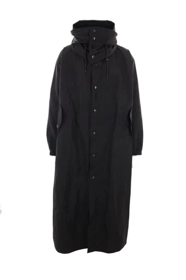 Hooded Straight Hem Coat In Black Product Image