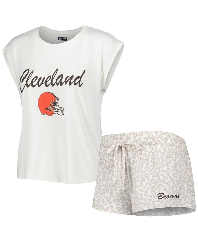 Womens Concepts Sport White Cleveland Browns Montana Knit T-Shirt and Shorts Sleep Set - White Product Image