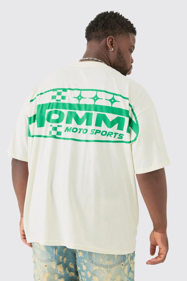 Plus Homme Moto Sports Graphic T-shirt In Ecru | boohooMAN USA Product Image