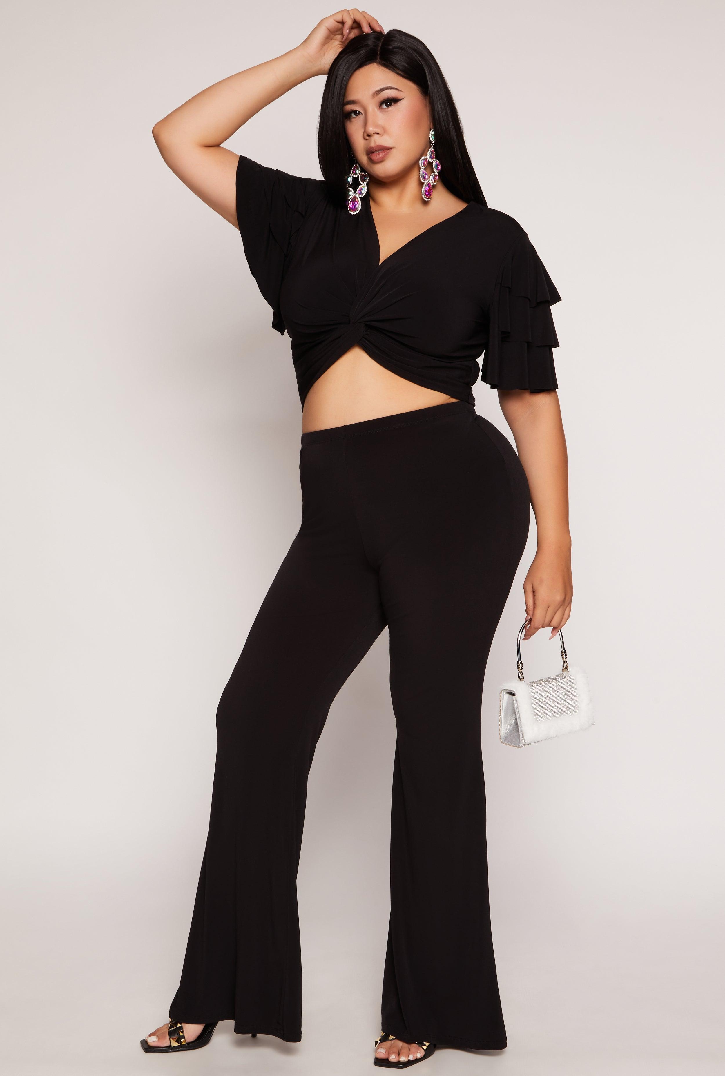 Womens Plus Size High Waist Flare Pants Product Image