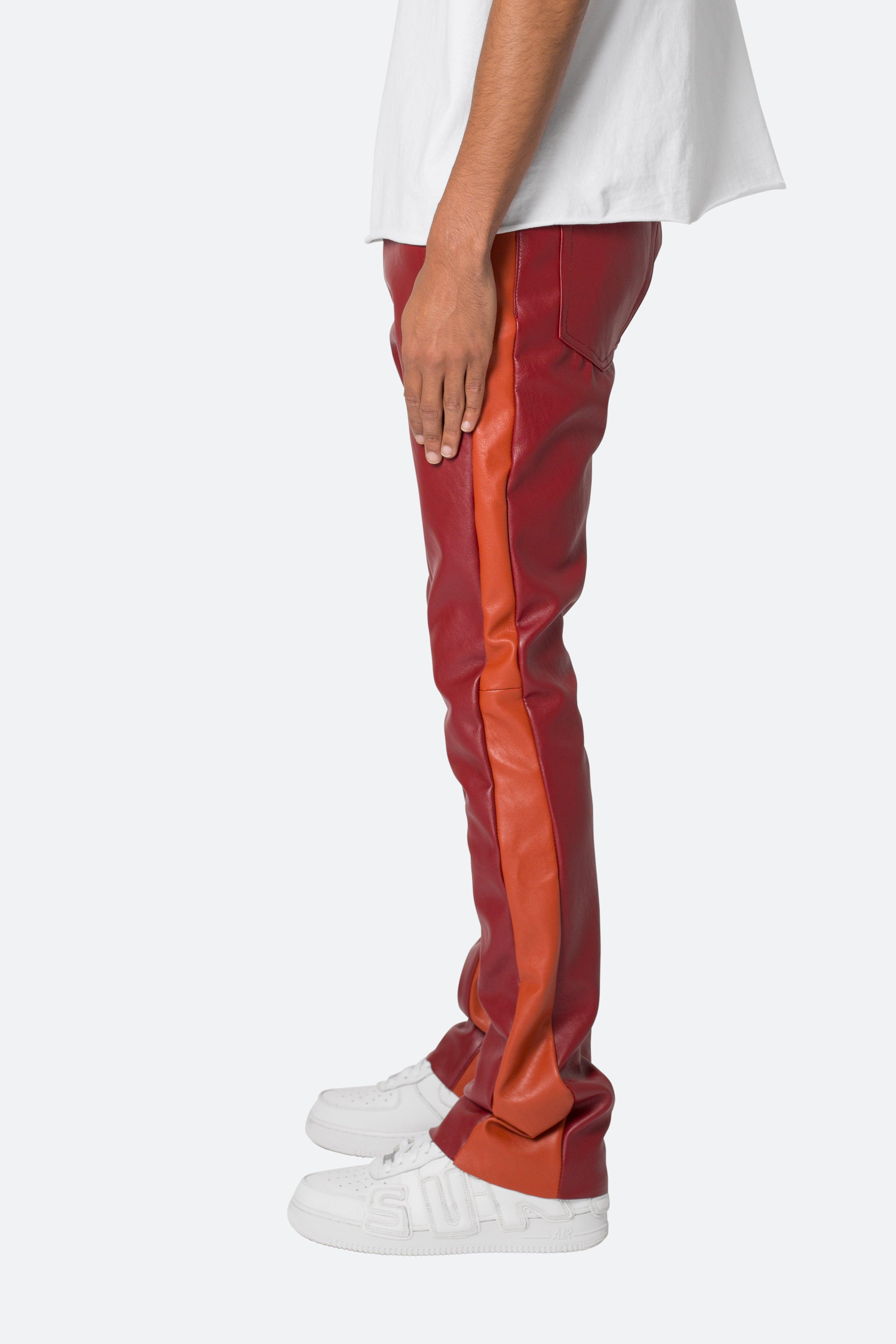 B518 Leather Flare Pants - Red/Orange Product Image