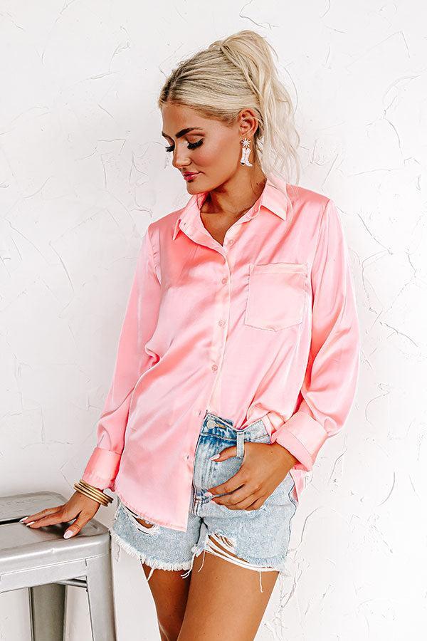 Once In A Lifetime Satin Top In Neon Pink Product Image