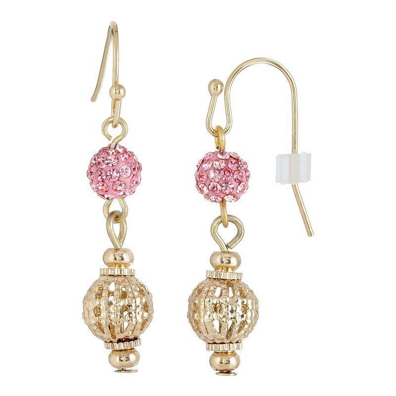 1928 Pink Fireball and Filigree Drop Earrings, Womens Product Image