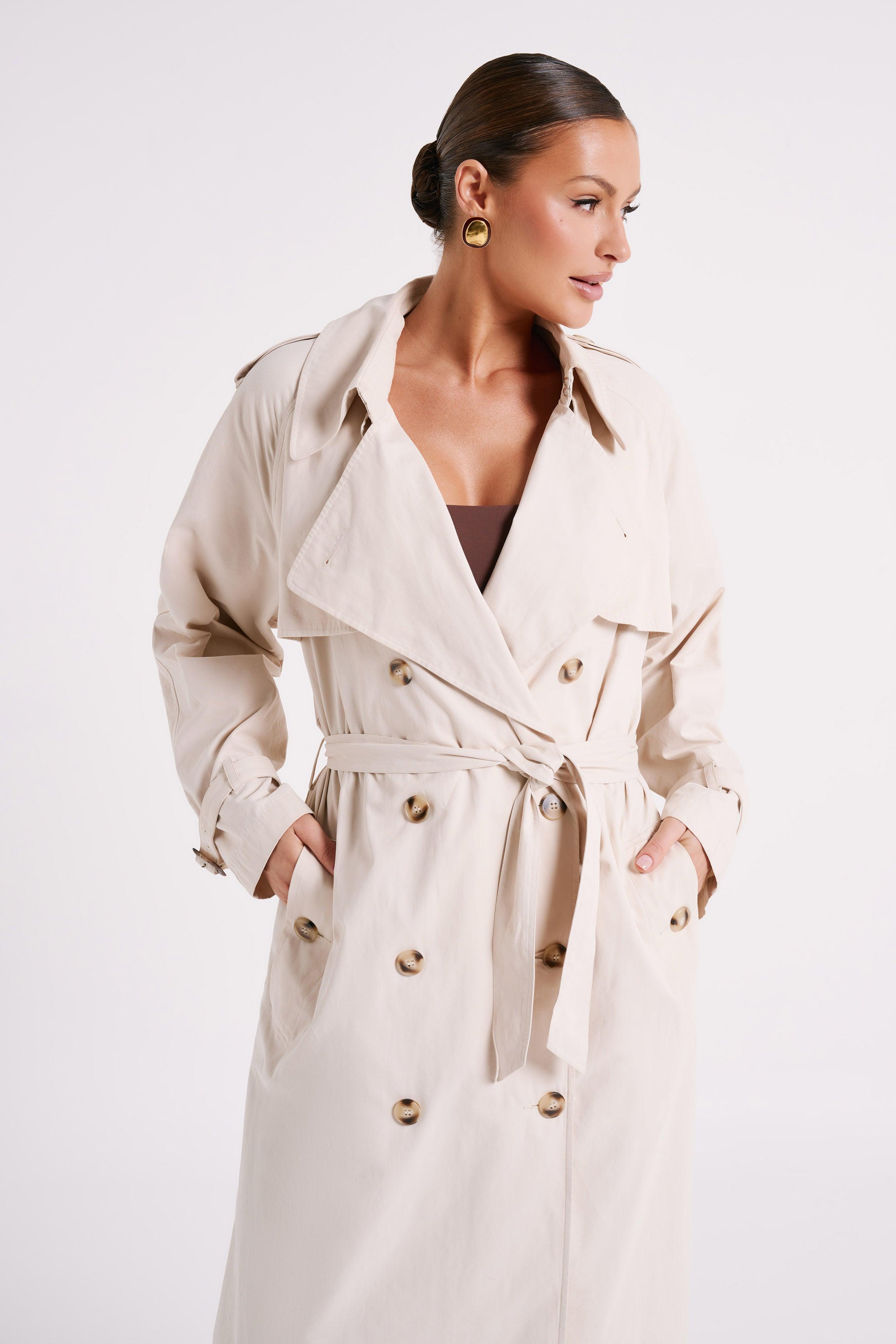 Channing Trench Coat With Belt - Cream Product Image