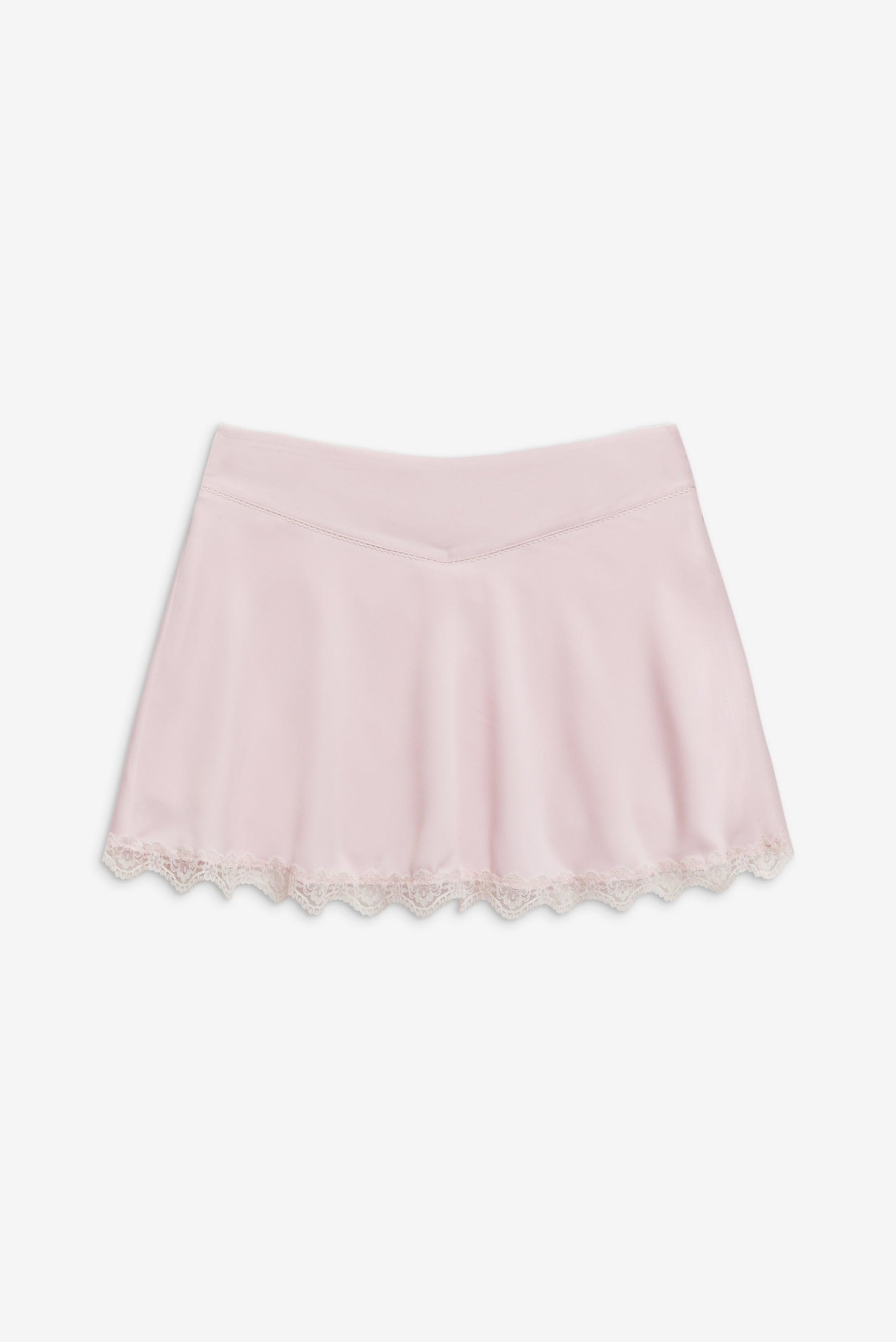 Angeline Satin Mini Skirt - Pink Porcelain Product Image