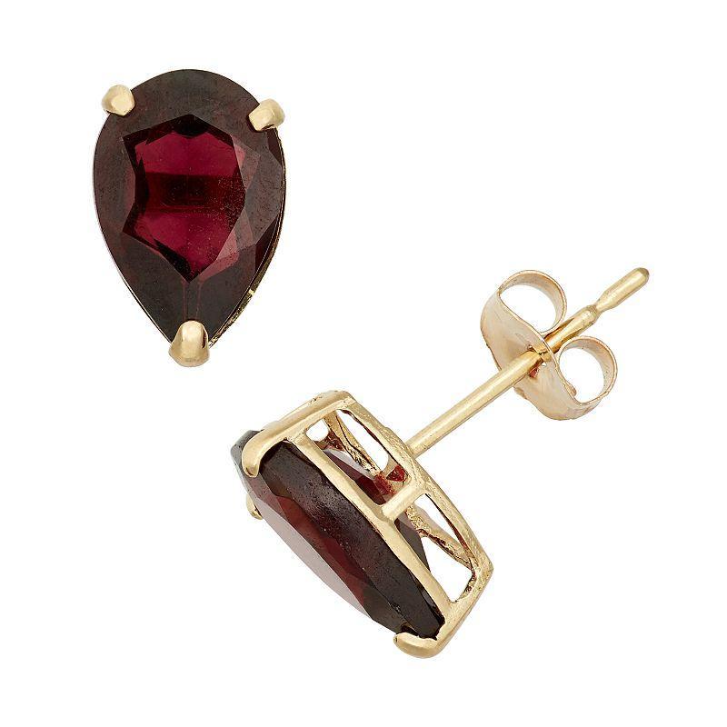 Designs by Gioelli Garnet 10k Gold Teardrop Stud Earrings, Womens, Red Product Image