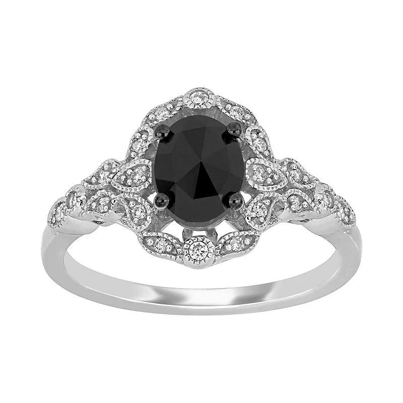 Stella Grace 14k White Gold 1 Carat T.W. Black & White Diamond Paisley Ring, Womens 14k Whgold Product Image