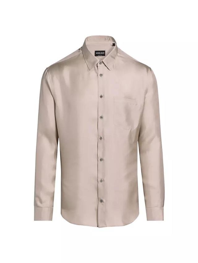 Mr. Armani Long-Sleeve Silk Shirt Product Image