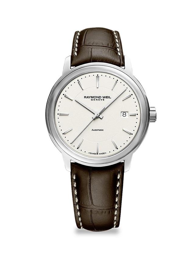 Mens Maestro Ivory Leather-Strap Watch Product Image