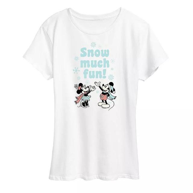 Disneys Mickey Mouse And Minnie Mouse Womens Snow Much Fun Graphic Tee, Girls Product Image