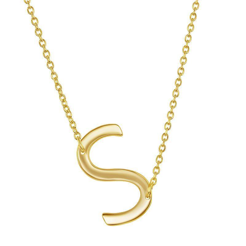 Sterling Silver Sideways Initial Necklace, Womens Gold Tone D Product Image