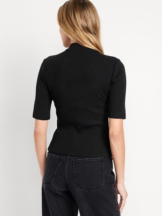 Ribbed Mock-Neck Top Product Image