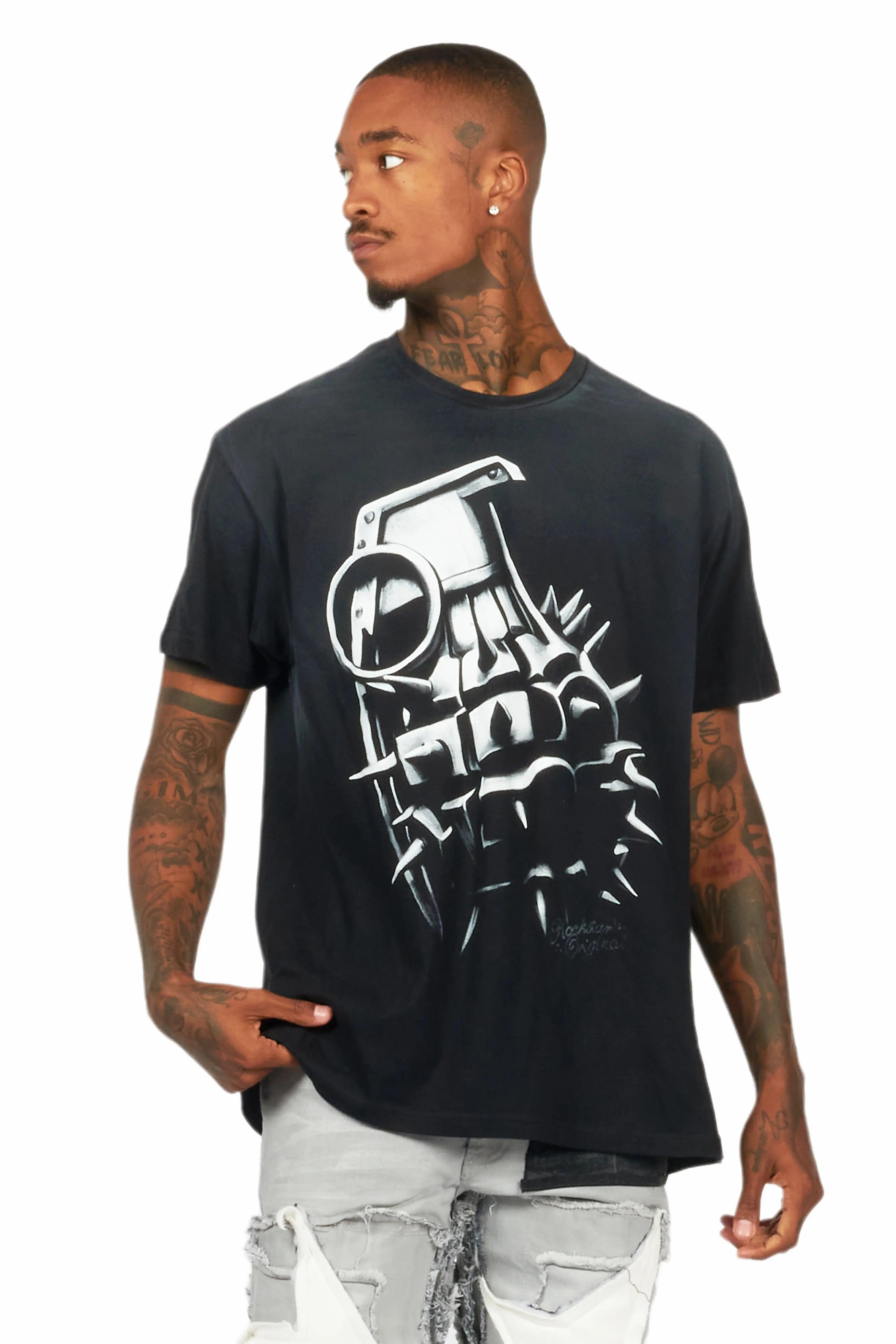 Mad Black Oversized Graphic T-Shirt Male Product Image