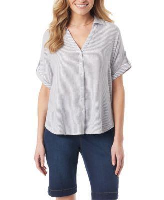 Gloria Vanderbilt Womens Demi Short-Sleeve Button Front Shirt Product Image